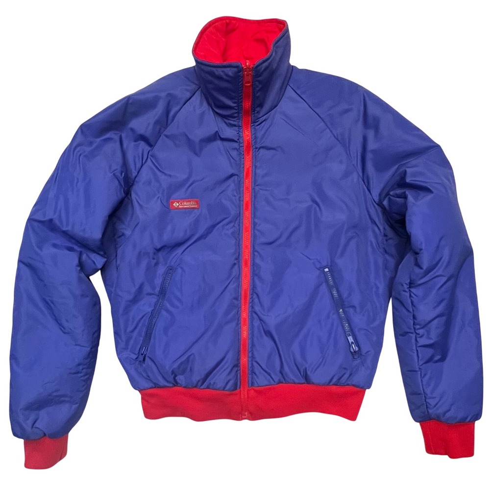 Columbia Sportswear Vintage Retro 80s Reversible Blue Red Zip Jacket Size M
